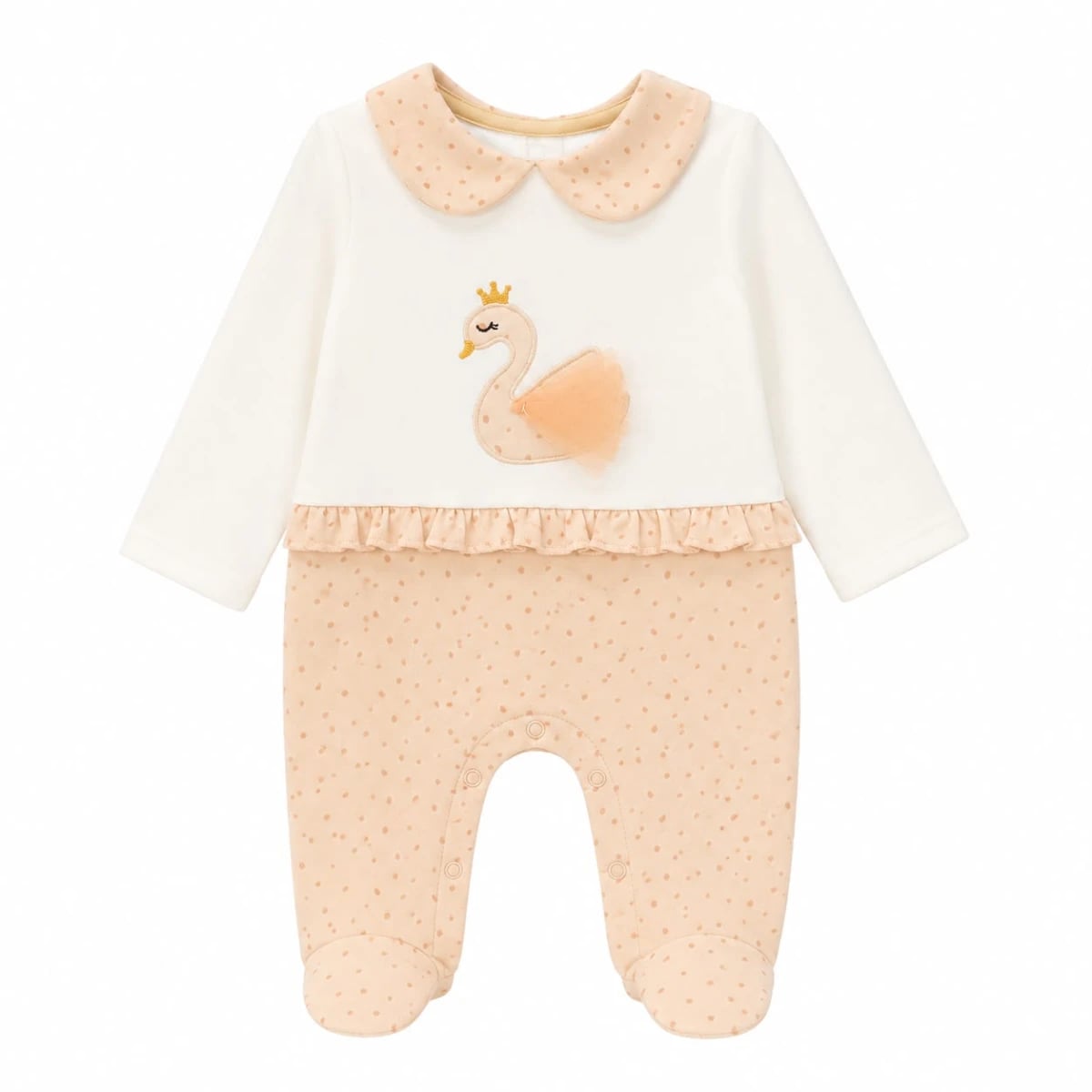 Baby Swan Romper with Feet - Salmon Print, Pack of 3 - Safera - by Peralane