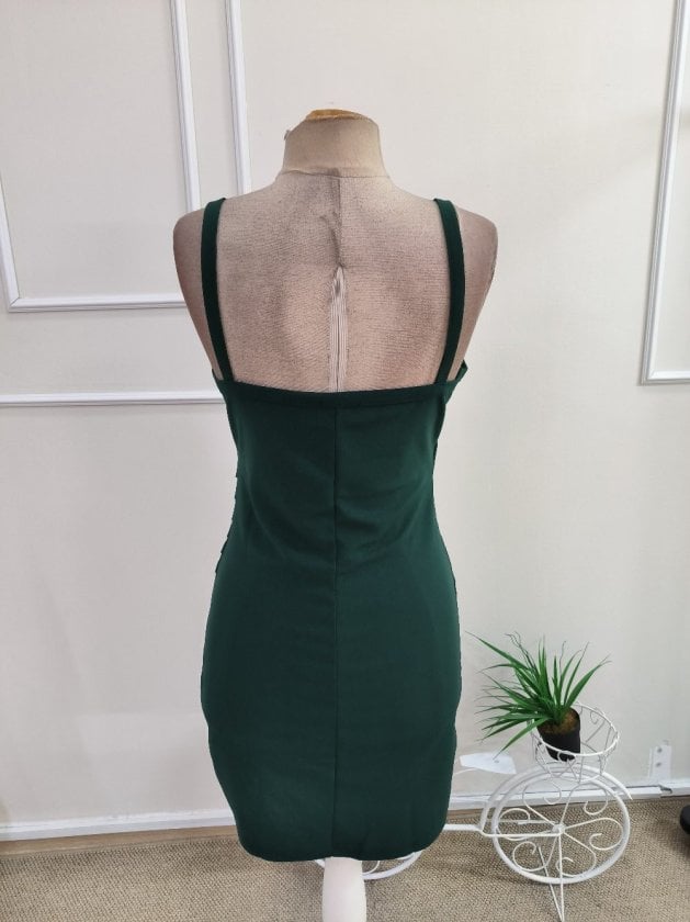 Women's Sleeveless V-Neck Wrap Dress with Ring Detail, Deep Green - Janes - by Peralane - photo 5