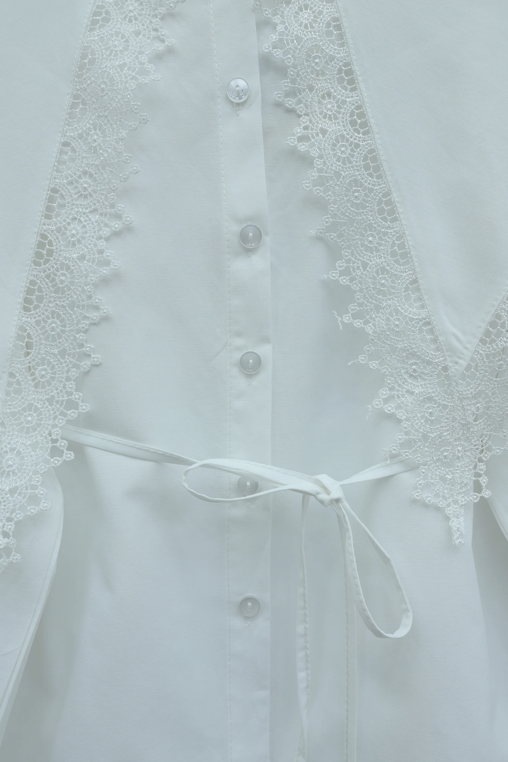 Lace Collar Button-Up Poplin Blouse with Burgundy Skirt Set - Podyumplus - by Peralane - photo 5