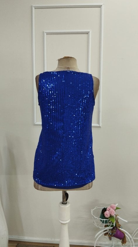 Women's Sleeveless V-Neck Sequin Blouse - Janes - by Peralane - photo 2