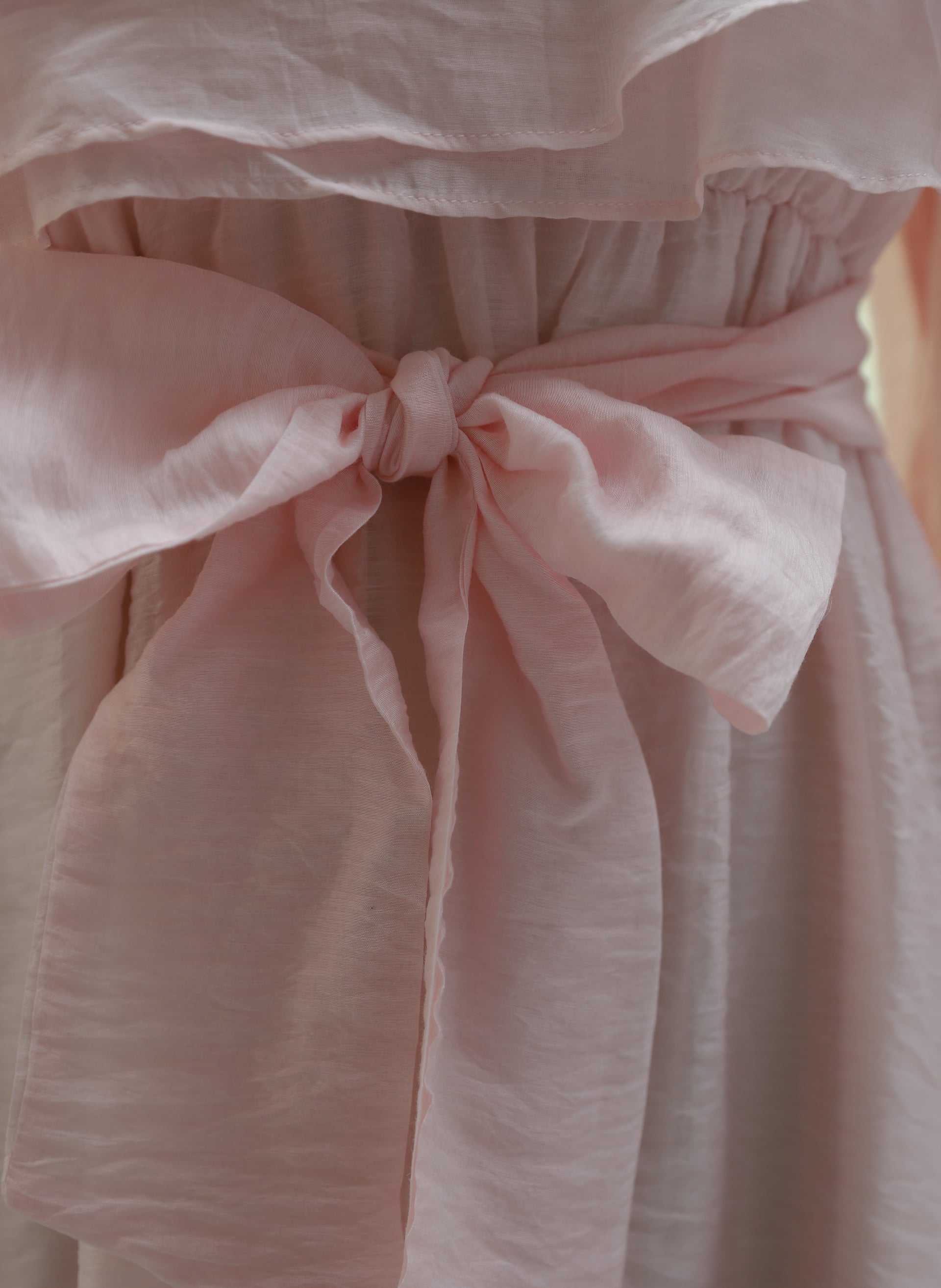 Powder Pink Ruffled Balloon Sleeve Lined Chiffon Dress with Elastic Belt - Podyumplus - by Peralane - photo 8