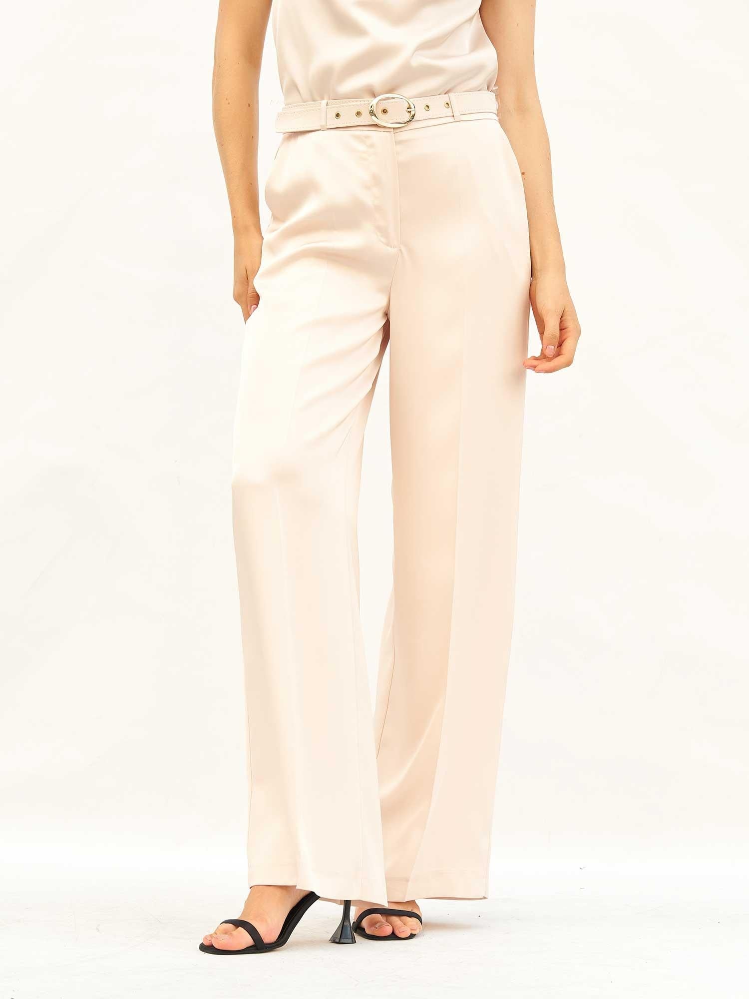 Belted Satin Wide-Leg Trousers with Matching Top Set - Lefon - by Peralane - photo 4