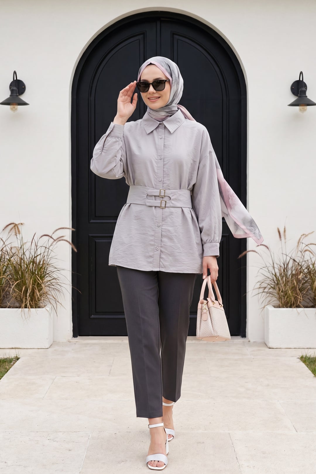 Belted Double Pocket Trousers - Smoke - Podyumplus - by Peralane - photo 2
