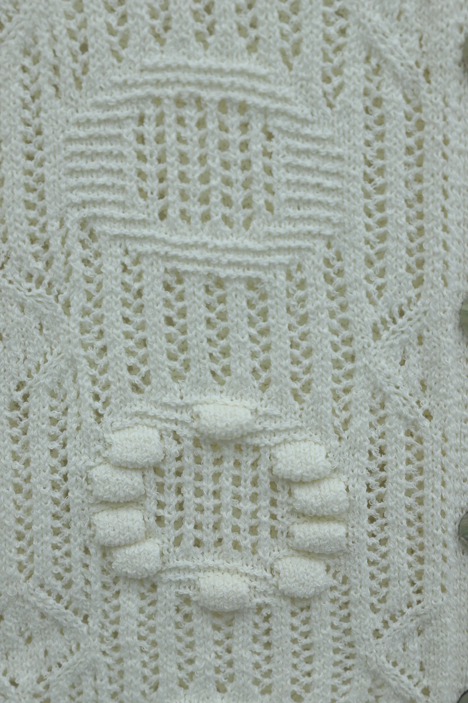 Oval Pattern Openwork Buttoned Knit Cardigan - Ecru - Podyumplus - by Peralane - photo 5