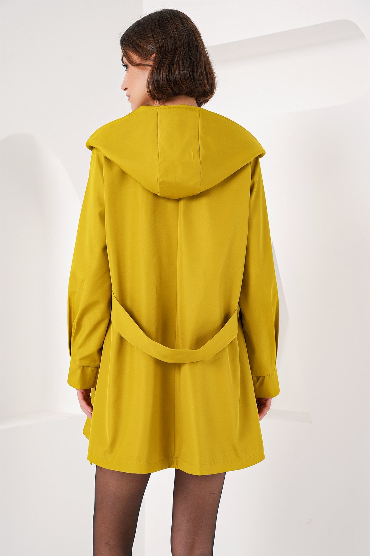 Hooded Trench Coat in Mustard Yellow for Women - Bigdart - by Peralane - photo 5