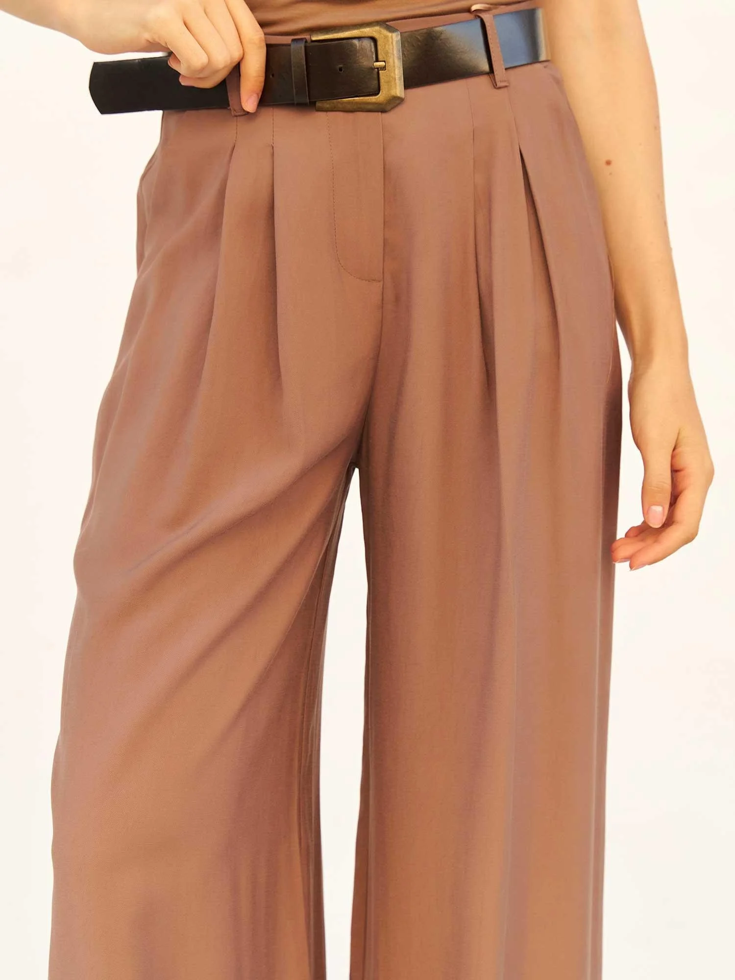Pleated High-Waist Wide-Leg Palazzo Trousers - Lefon - by Peralane - photo 5