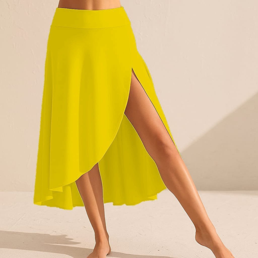 Women's Yellow Wrap Skirt with Pocket Detail and Inner Shorts - Janes - by Peralane - photo 3