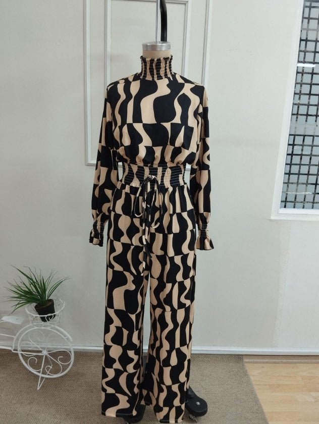 Women's Long-Sleeve High-Neck Drawstring Waist Jumpsuit - Janes - by Peralane - photo 4