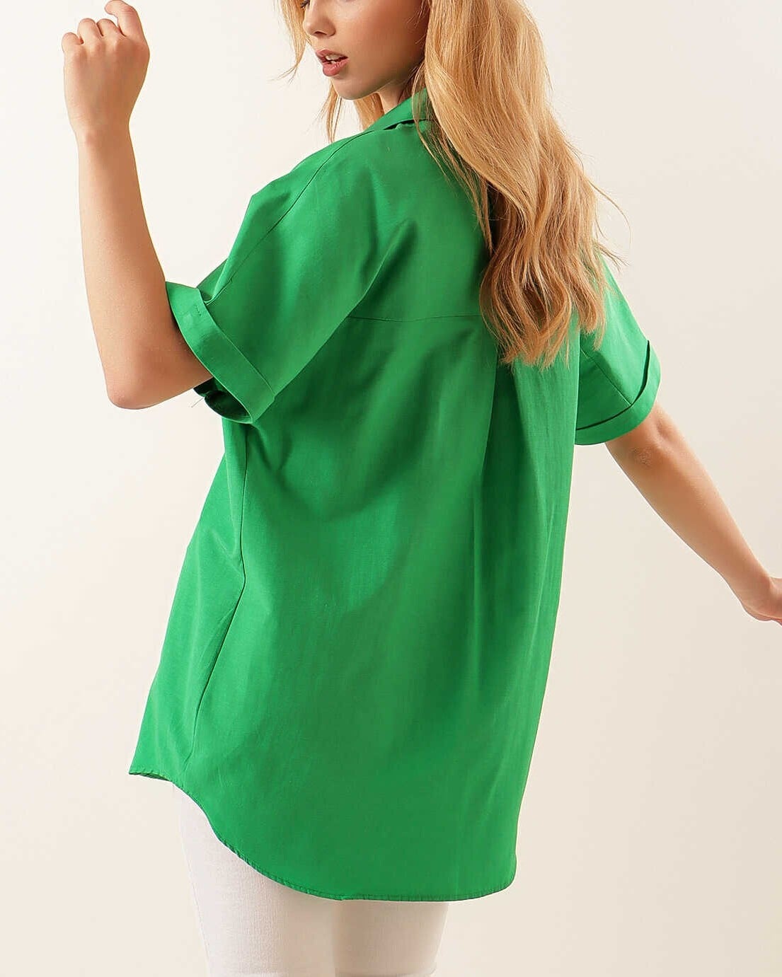 Oversize Short-Sleeve Blouse - Green - Bigdart - by Peralane - photo 7
