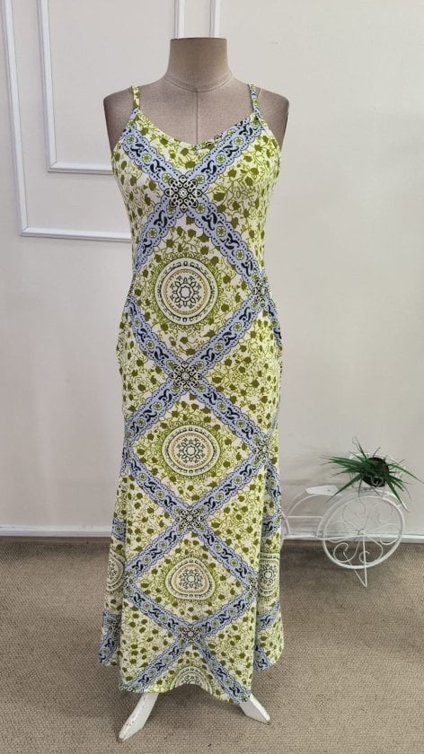 Women's Spaghetti Strap V-Neck Printed Maxi Dress - Janes - by Peralane - photo 4