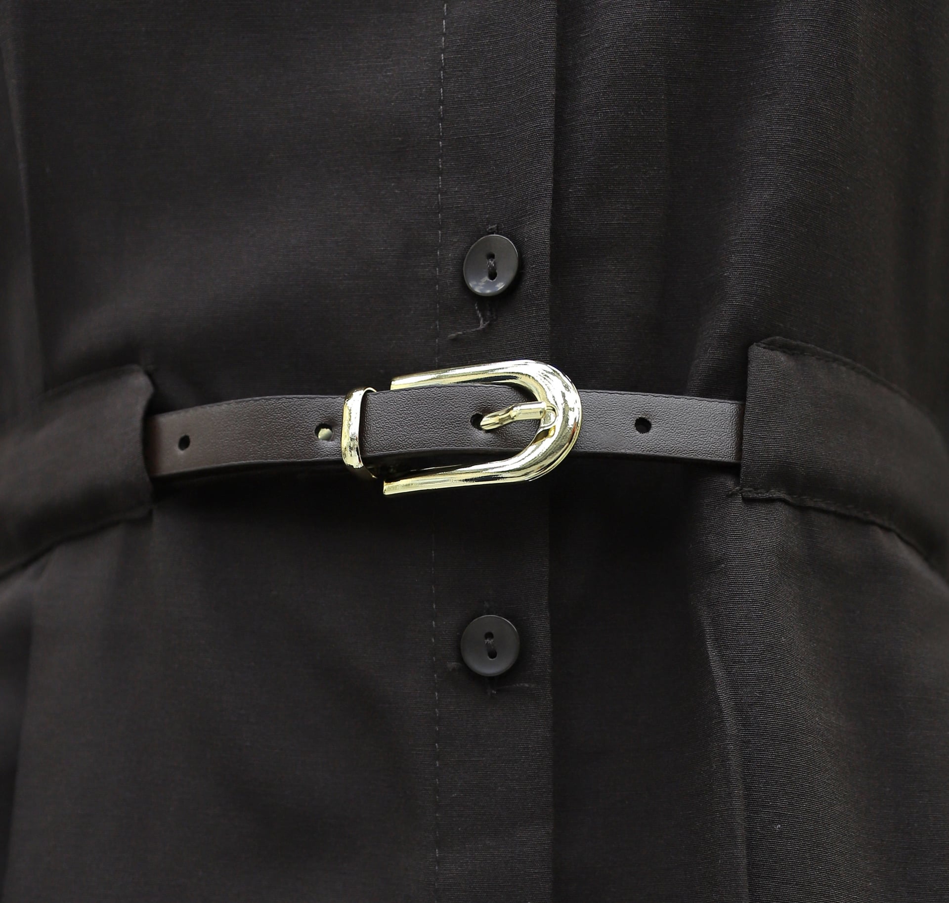 Belted Pleated Long-Sleeve Blouse - Dark Brown - Podyumplus - by Peralane - photo 5