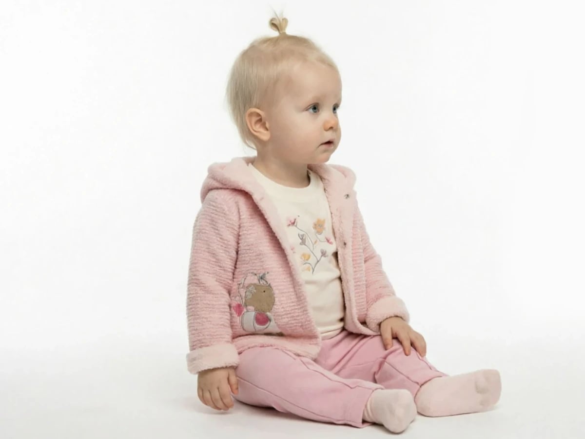 Baby Girl's Hooded Cardigan, T-Shirt and Trousers Set - Pink - Elci Baby - by Peralane