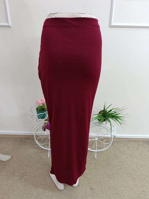 Women's High-Slit Long Skirt with Front Asymmetric Cut and Knotted Waist Detail - Janes - by Peralane - photo 7