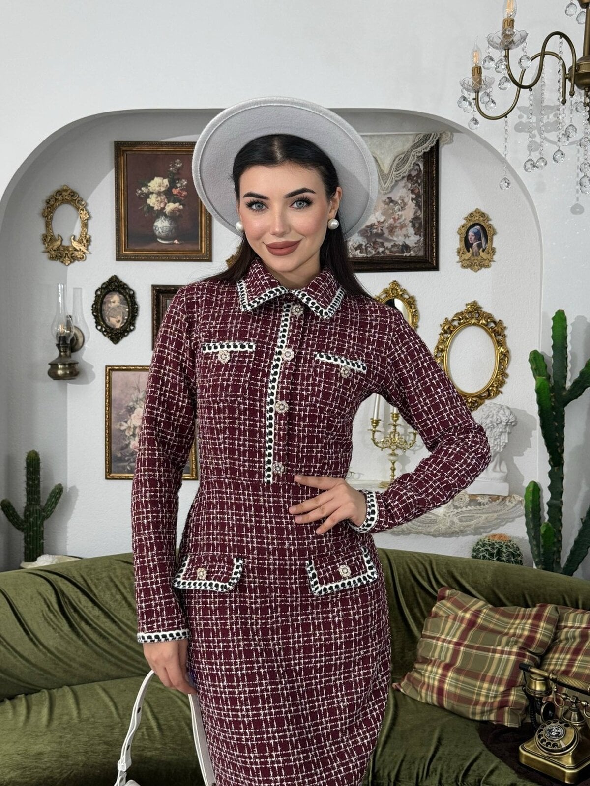 Resal Midi Dress ETK-01071 Bordeaux - Etika - by Peralane