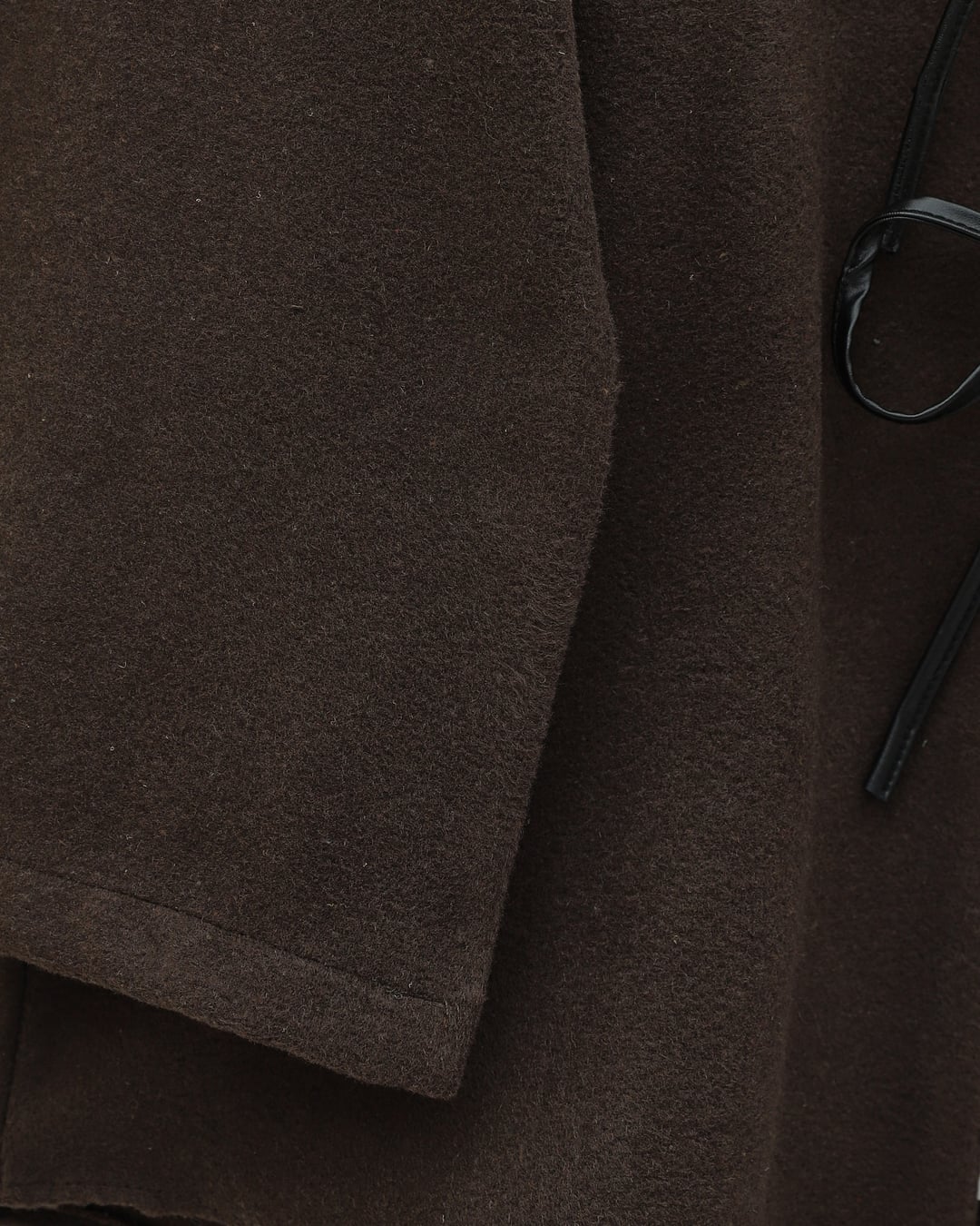 Front-Tie Oval Cut Wool Blend Kimono Jacket in Brown - Podyumplus - by Peralane - photo 5