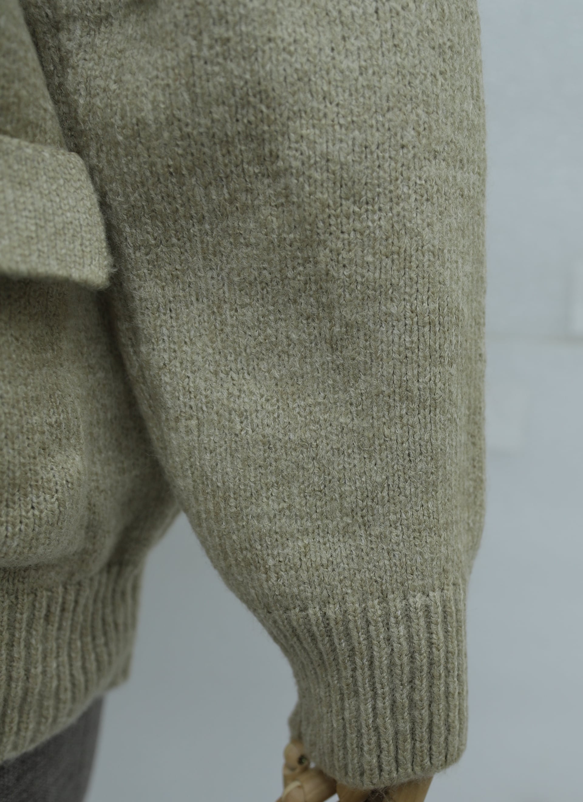 Beige Knit Cardigan with Mock Neck and Button Front for Women - Podyumplus - by Peralane - photo 8