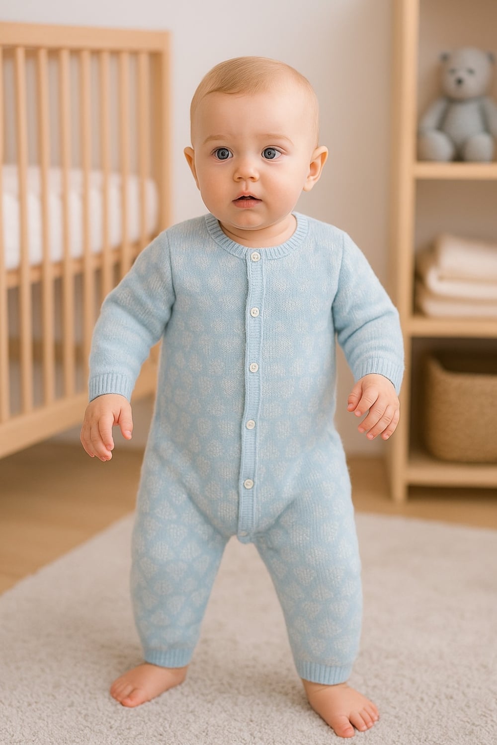 Knitted Baby Romper - Light Blue - Pack of 3 - Has Bereket - by Peralane
