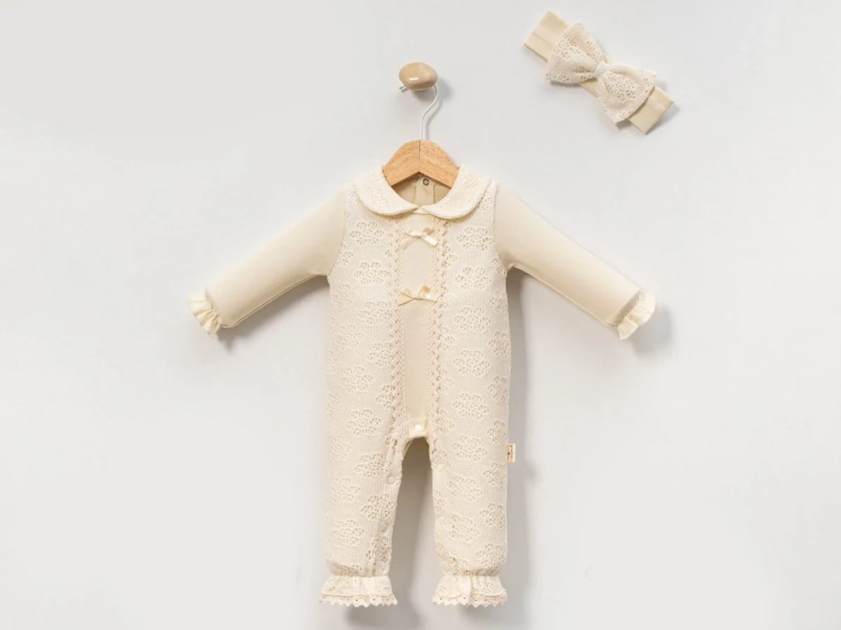 Lace Baby Romper and Headband Set for Girls - Cayzen - by Peralane