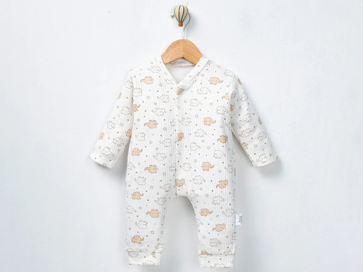 Elephant Print Baby Romper - Brown - Pack of 3 - Supermini - by Peralane