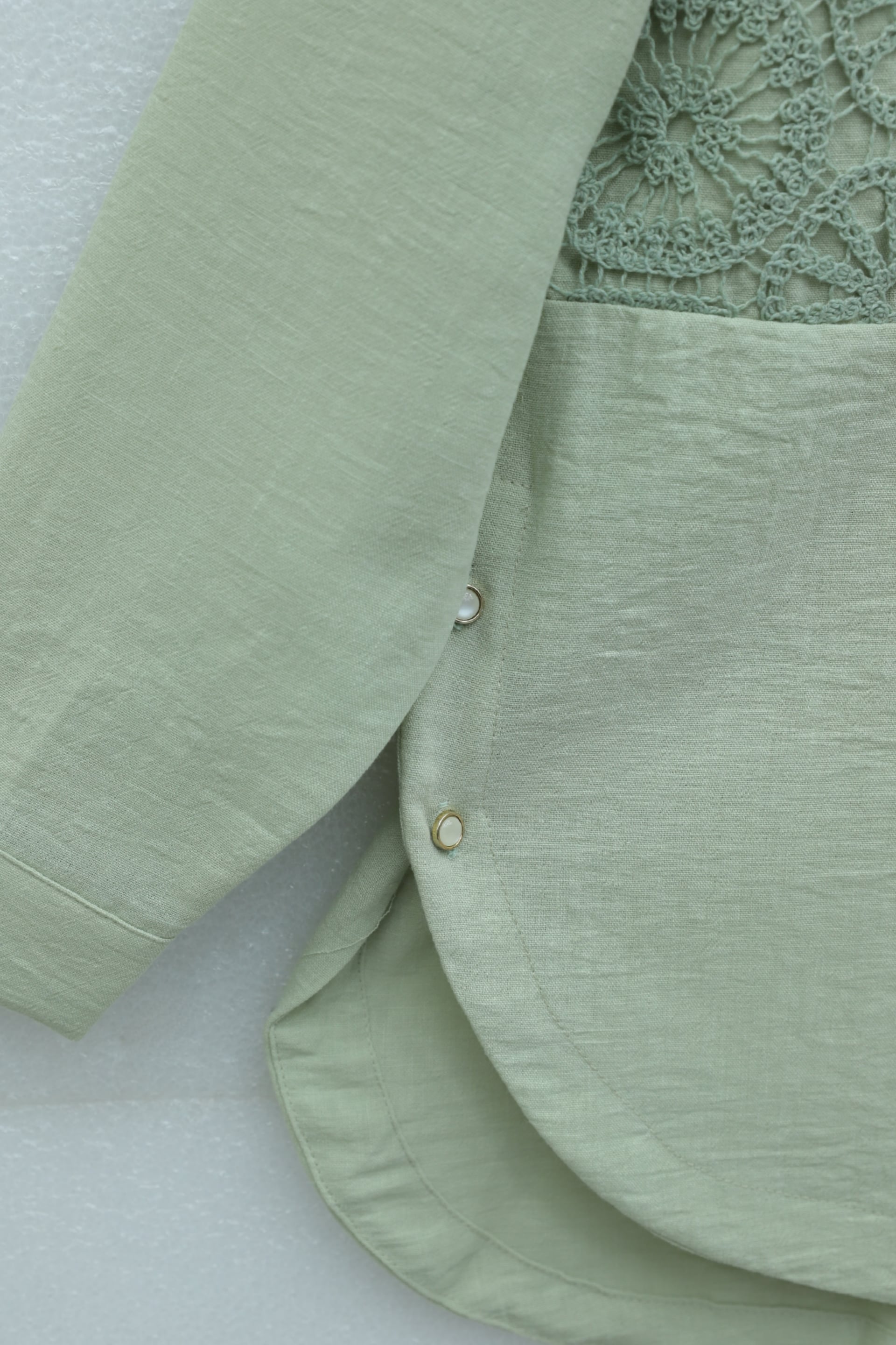 Lace Trim Button Detail Tunic Shirt - Light Green - Podyumplus - by Peralane - photo 10