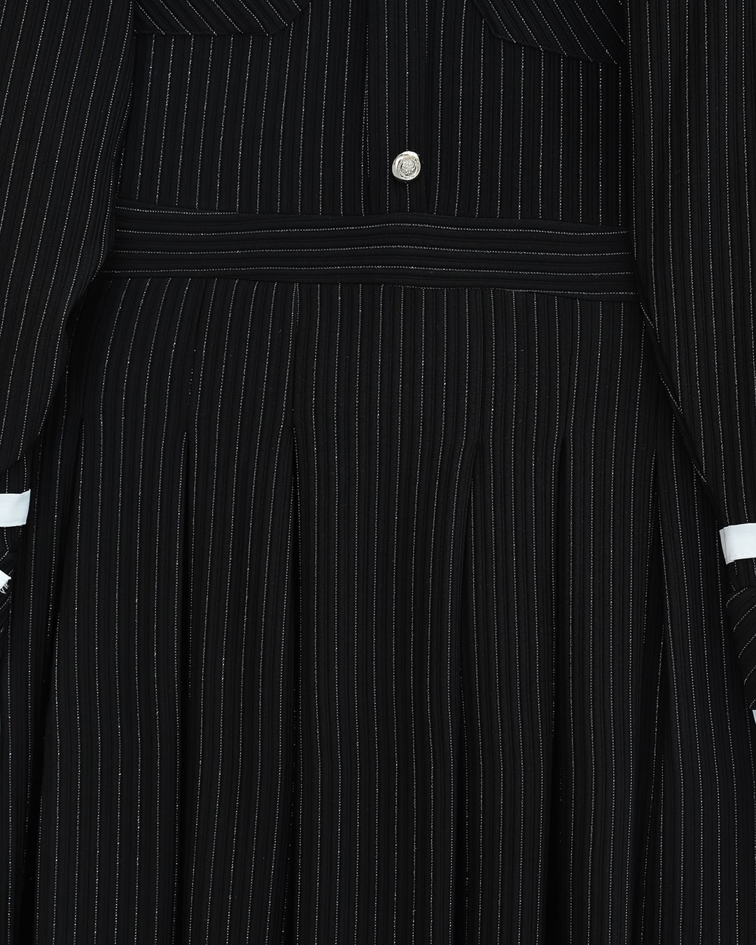 Padded Shoulder Pleated Dress with Button Details and Pockets - Black - Podyumplus - by Peralane - photo 7