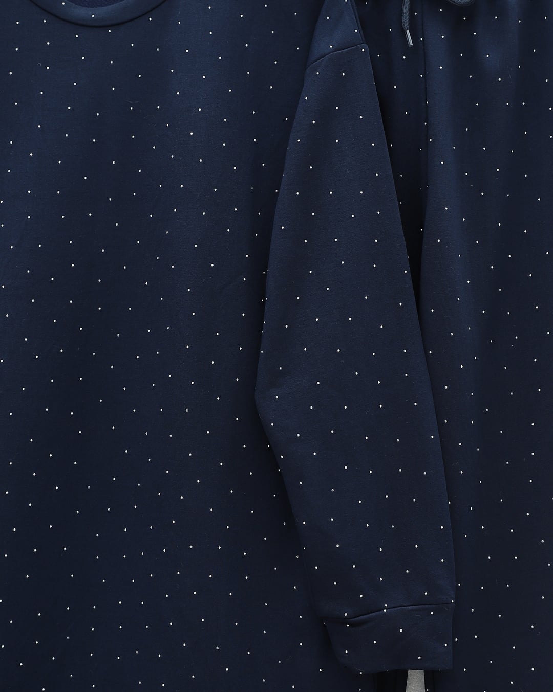 Navy Blue Polka Dot Two-Piece Pyjama Set with Stone Details - Podyumplus - by Peralane - photo 5