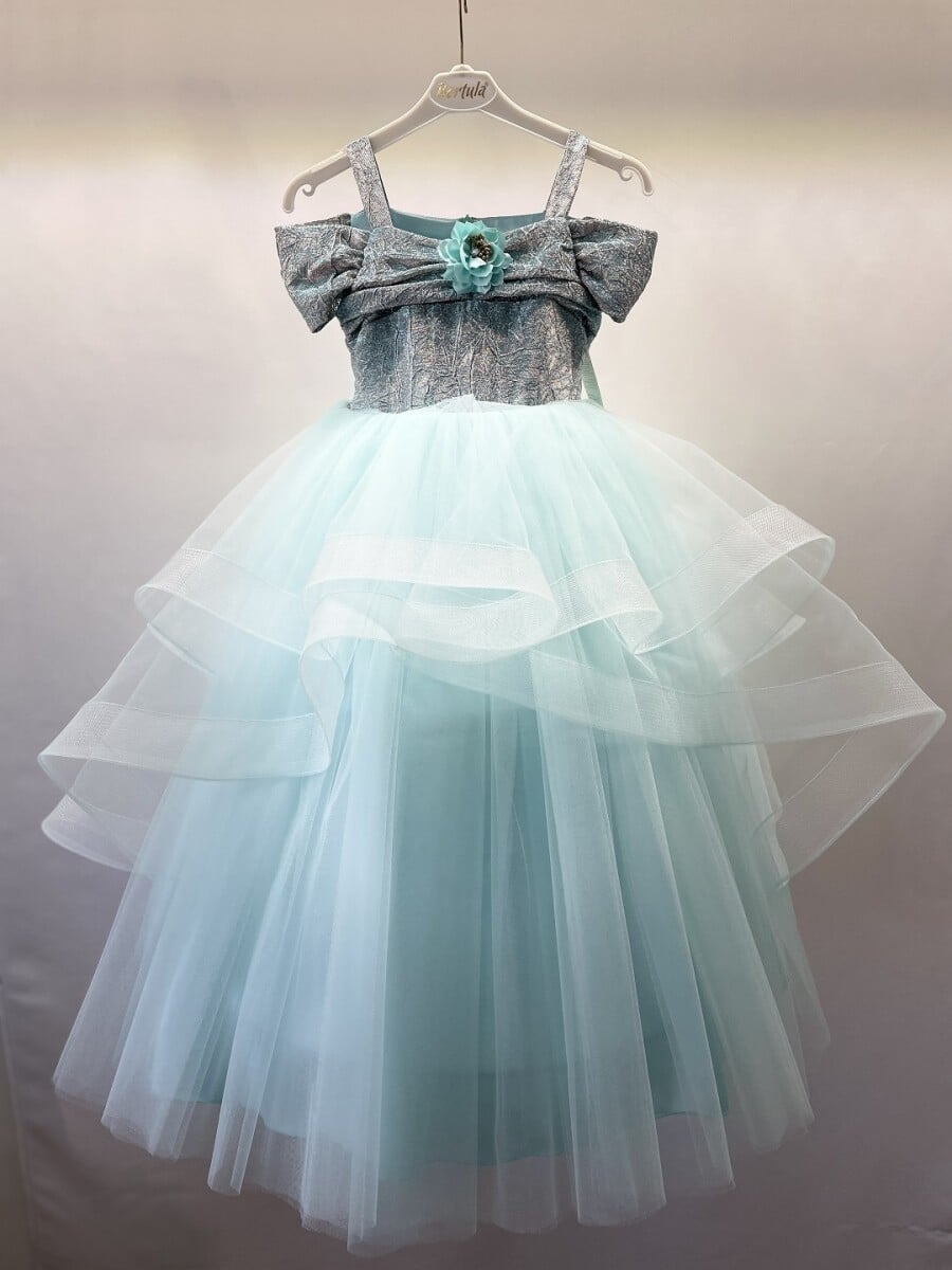 Girls' Tulle Party Dress with Off-the-Shoulder Straps - 4-8Y - Bertula Kids - by Peralane