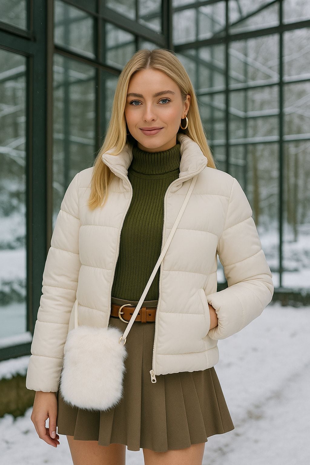 White Mini Plush Bag with Velvet Lining and Shoulder Strap - Nesvay - by Peralane - photo 2