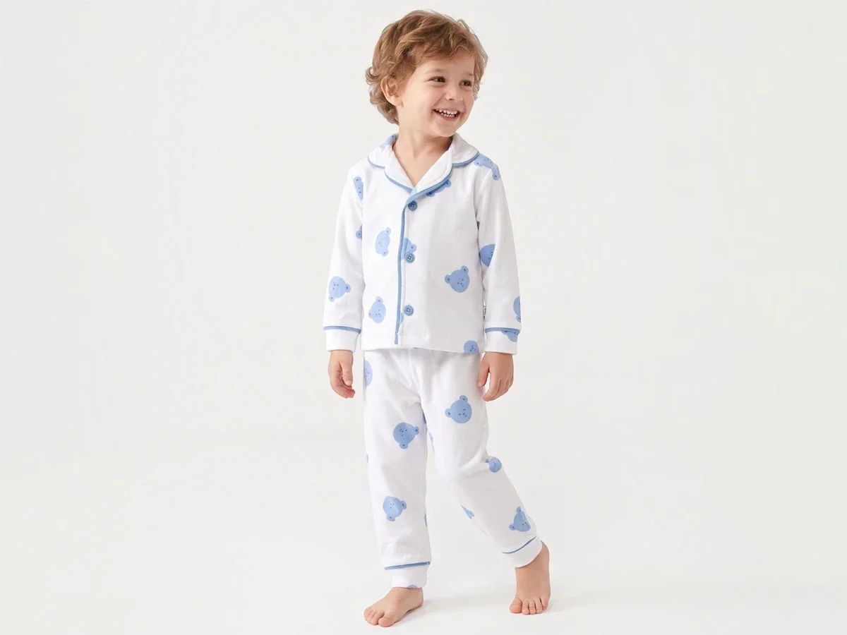 Boys' Button-Up Teddy Bear Print Pajama Set - Dolas - by Peralane