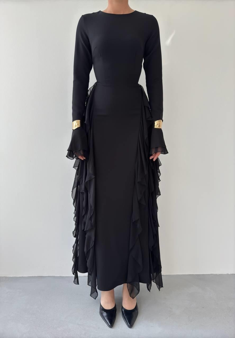 Rel Ruffle Detail Dress ETK-00557-black - Etika - by Peralane - photo 2