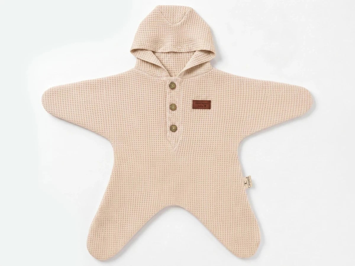 Baby Romper with Hood and Buttons - Beige (Pack of 3) - Cayzen - by Peralane
