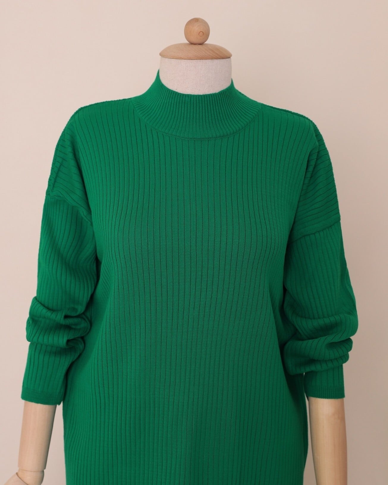 Half Collar Slit Knit Tunic - Green - Podyumplus - by Peralane - photo 3