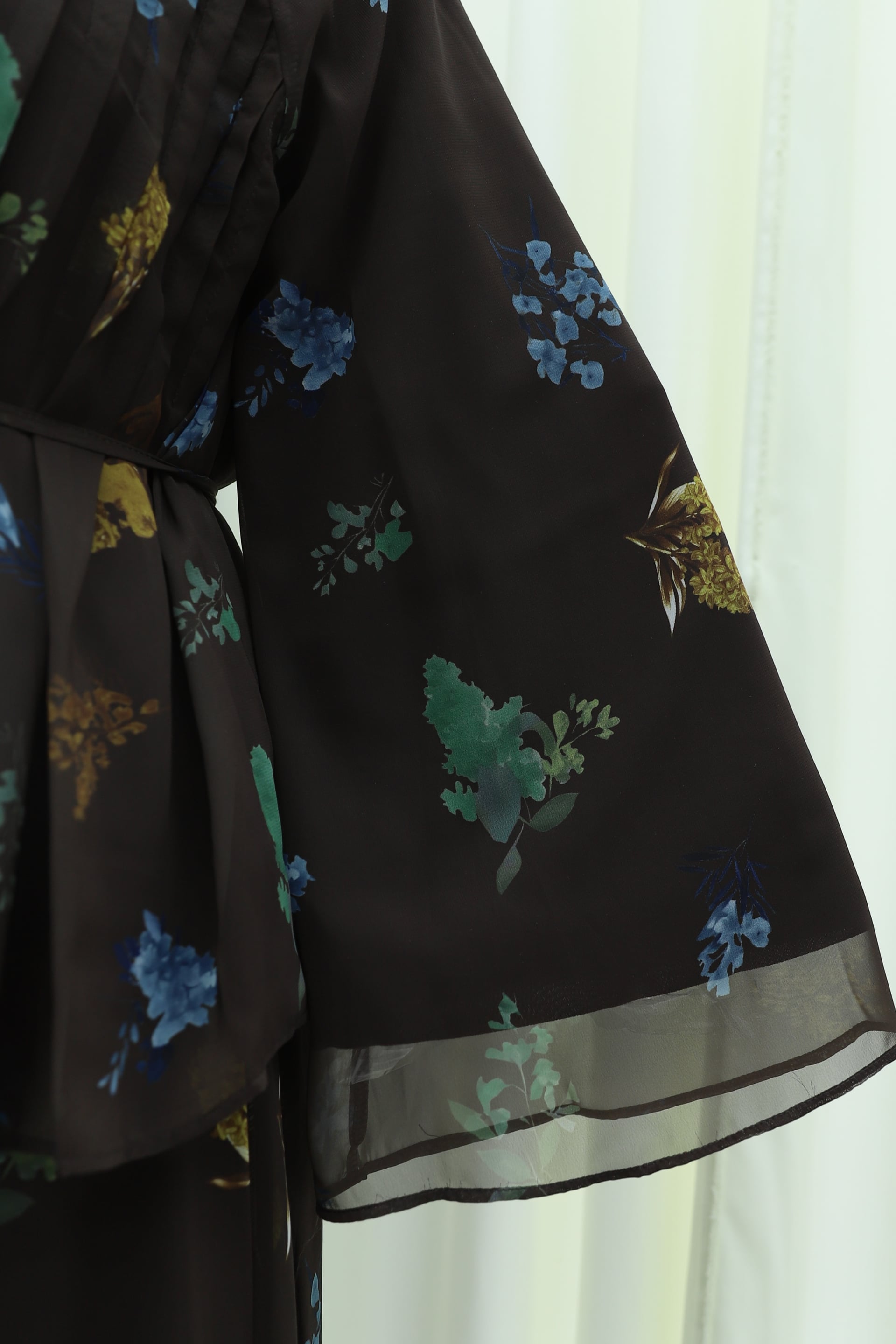 Women's Floral Print Chiffon Two-Piece Set with Spanish Sleeves and Belt - Podyumplus - by Peralane - photo 8