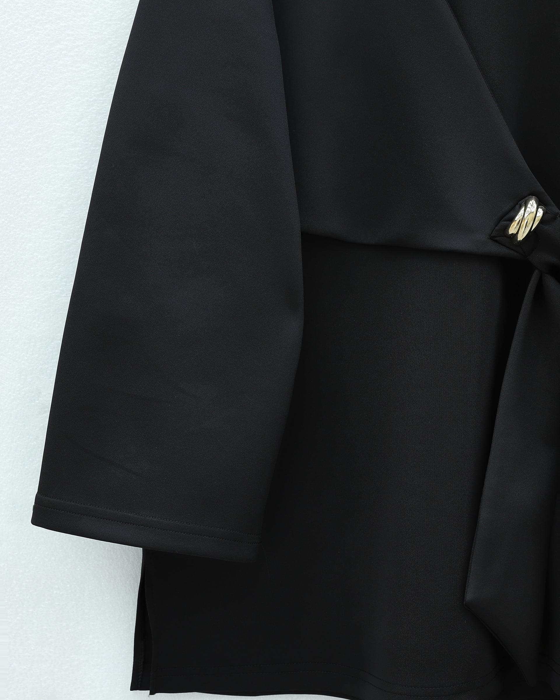 Buckle Cross-Tie Slit Trouser Two-Piece Scuba Set - Black - Podyumplus - by Peralane - photo 6
