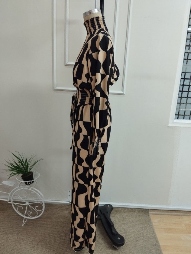 Women's Long-Sleeve High-Neck Drawstring Waist Jumpsuit - Janes - by Peralane - photo 6