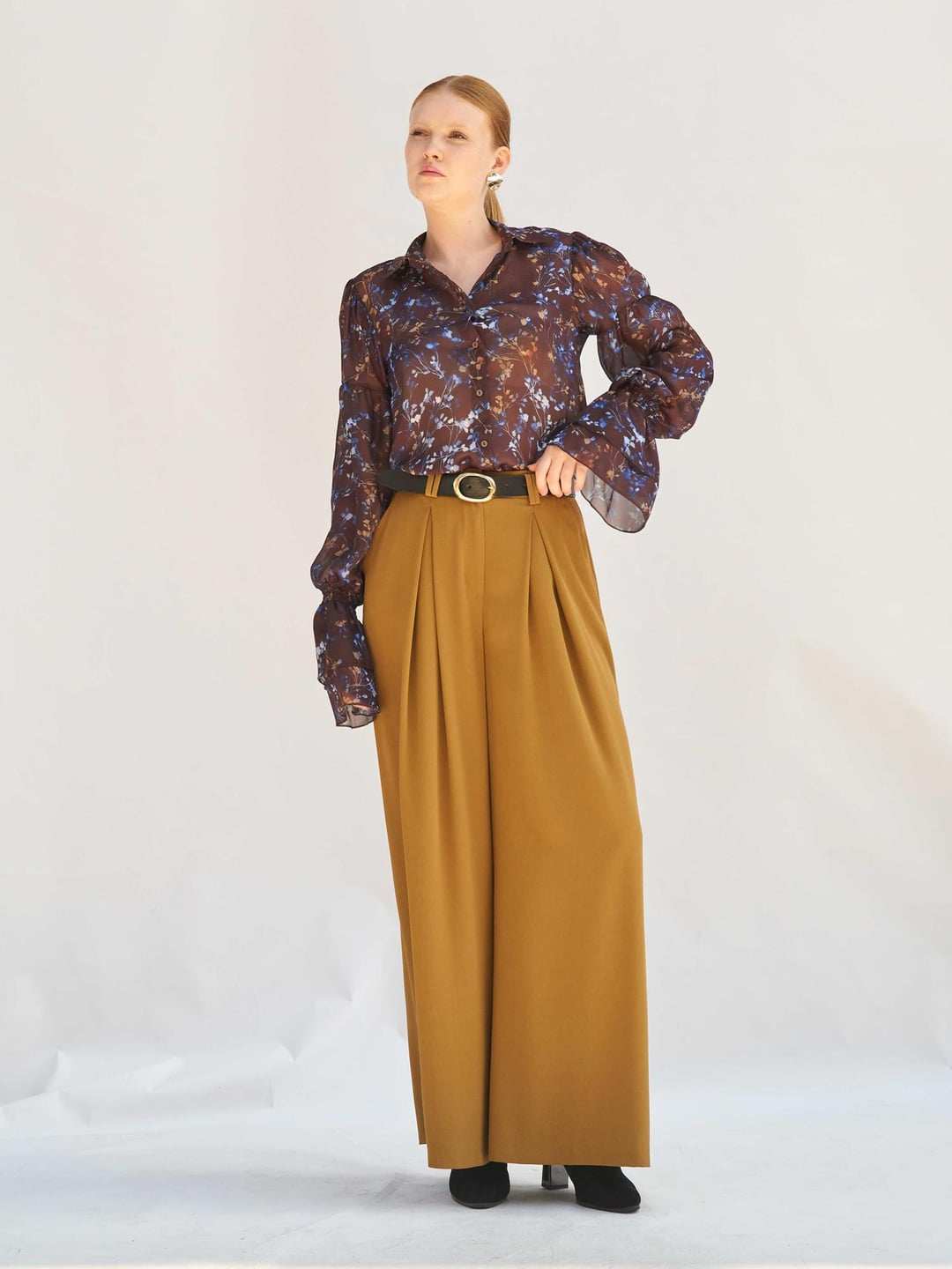 Floral Print Sheer Long-Sleeve Blouse with Ruffled Cuffs - Lefon - by Peralane - photo 5