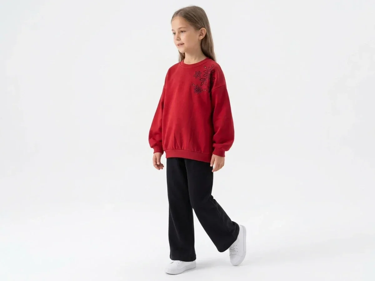 Girls' Floral Print Sweatshirt and Trousers Set - Vovido - by Peralane