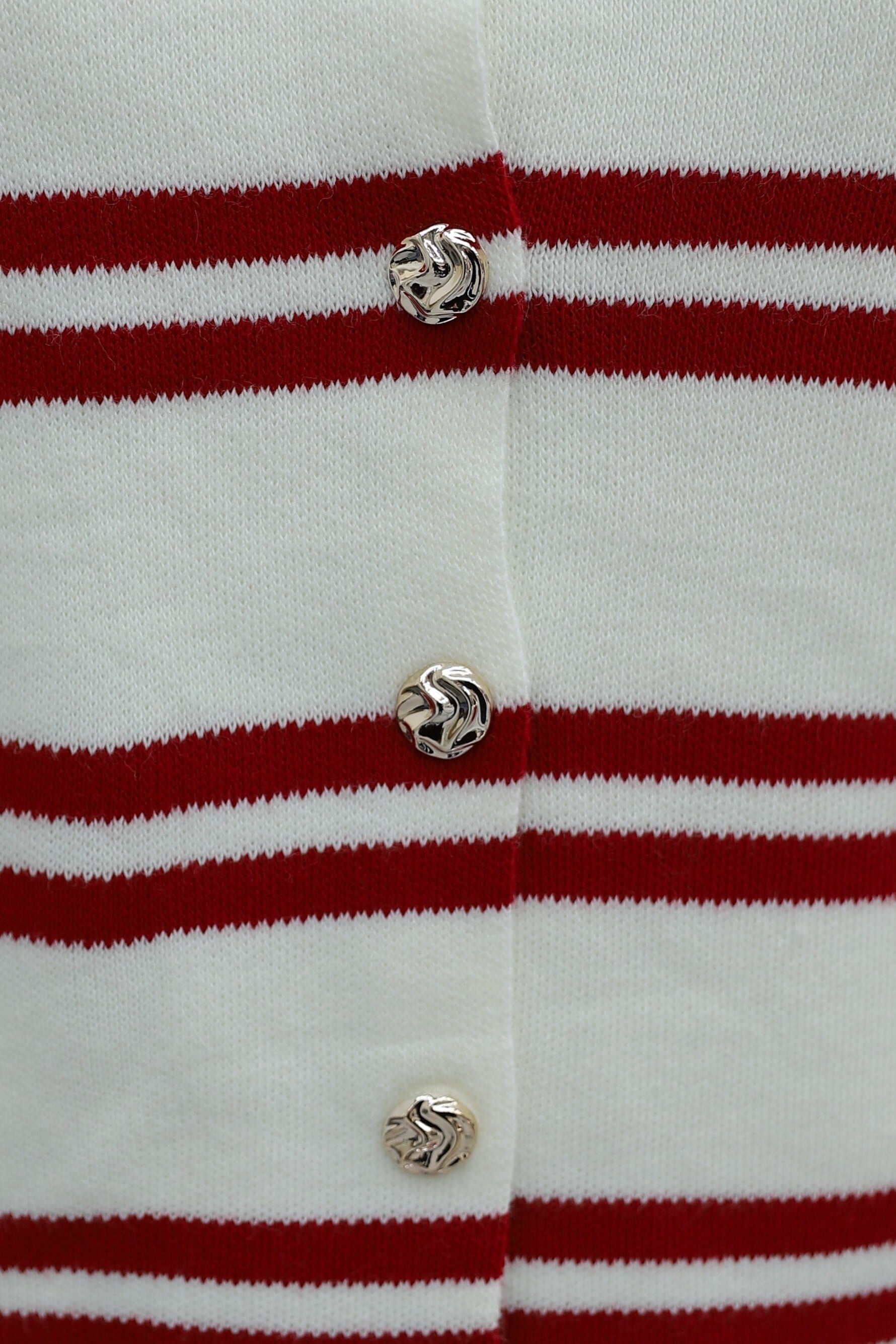 Striped Knit Cardigan with Shiny Buttons - Red - Podyumplus - by Peralane - photo 7