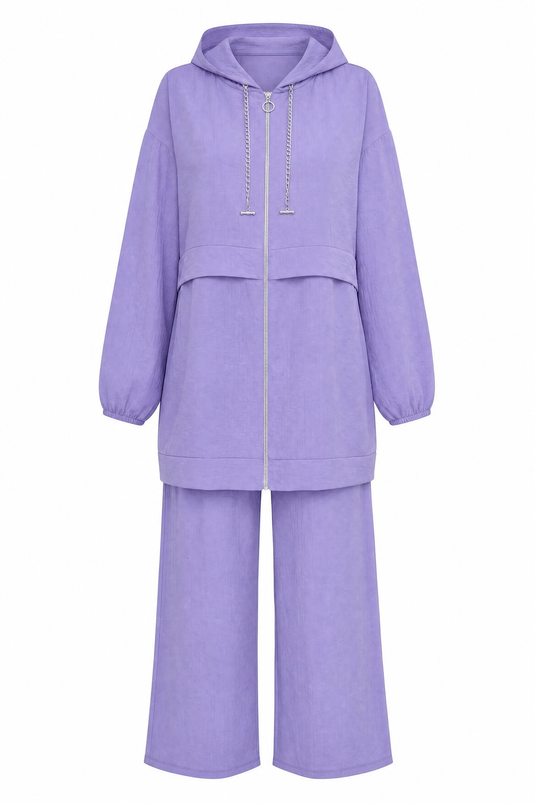 Hooded Zip-Up Lounge Set with Trousers - Lavender - Podyumplus - by Peralane - photo 5