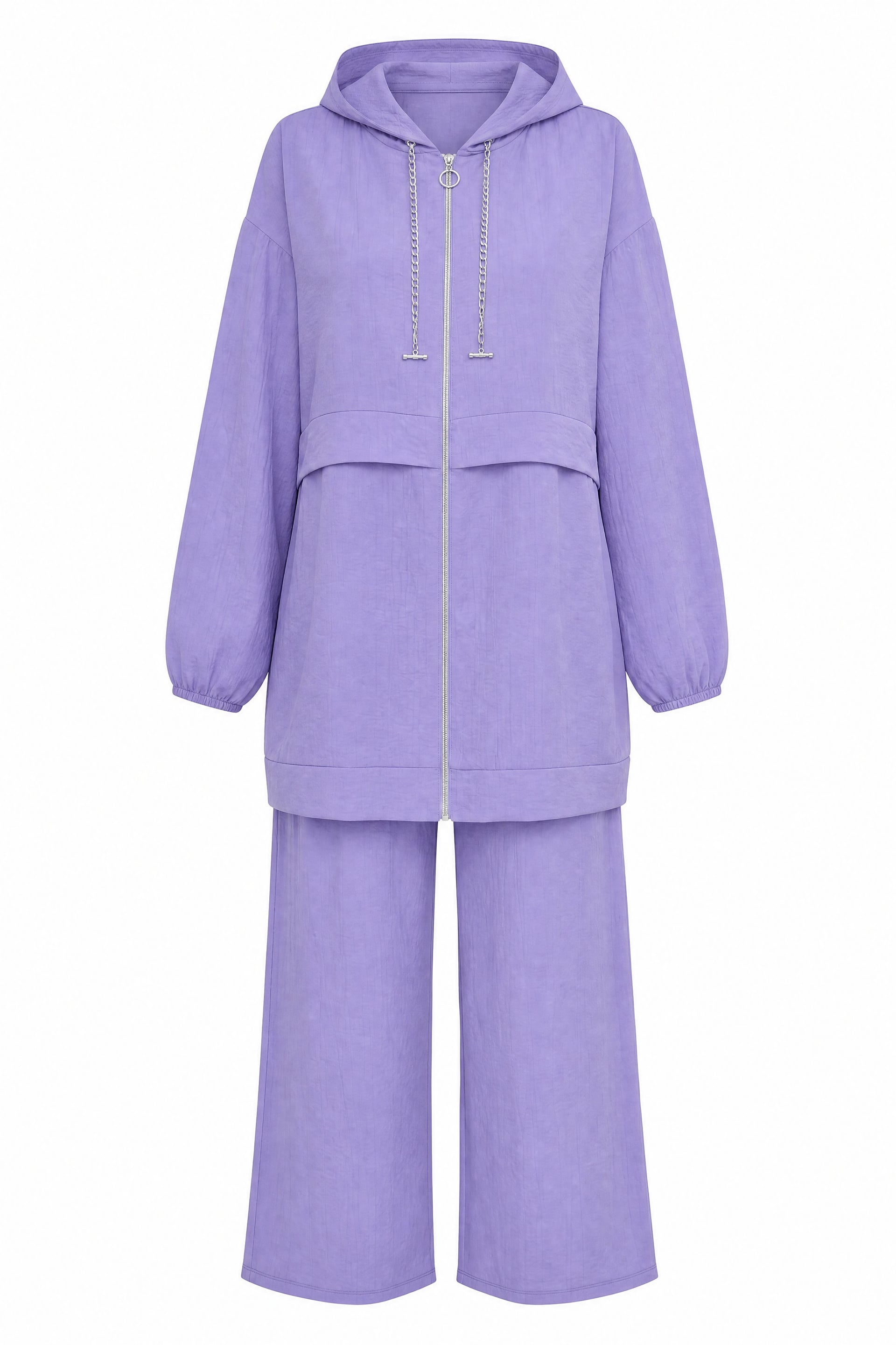 Hooded Zip-Up Lounge Set with Trousers - Lavender - Podyumplus - by Peralane - photo 5