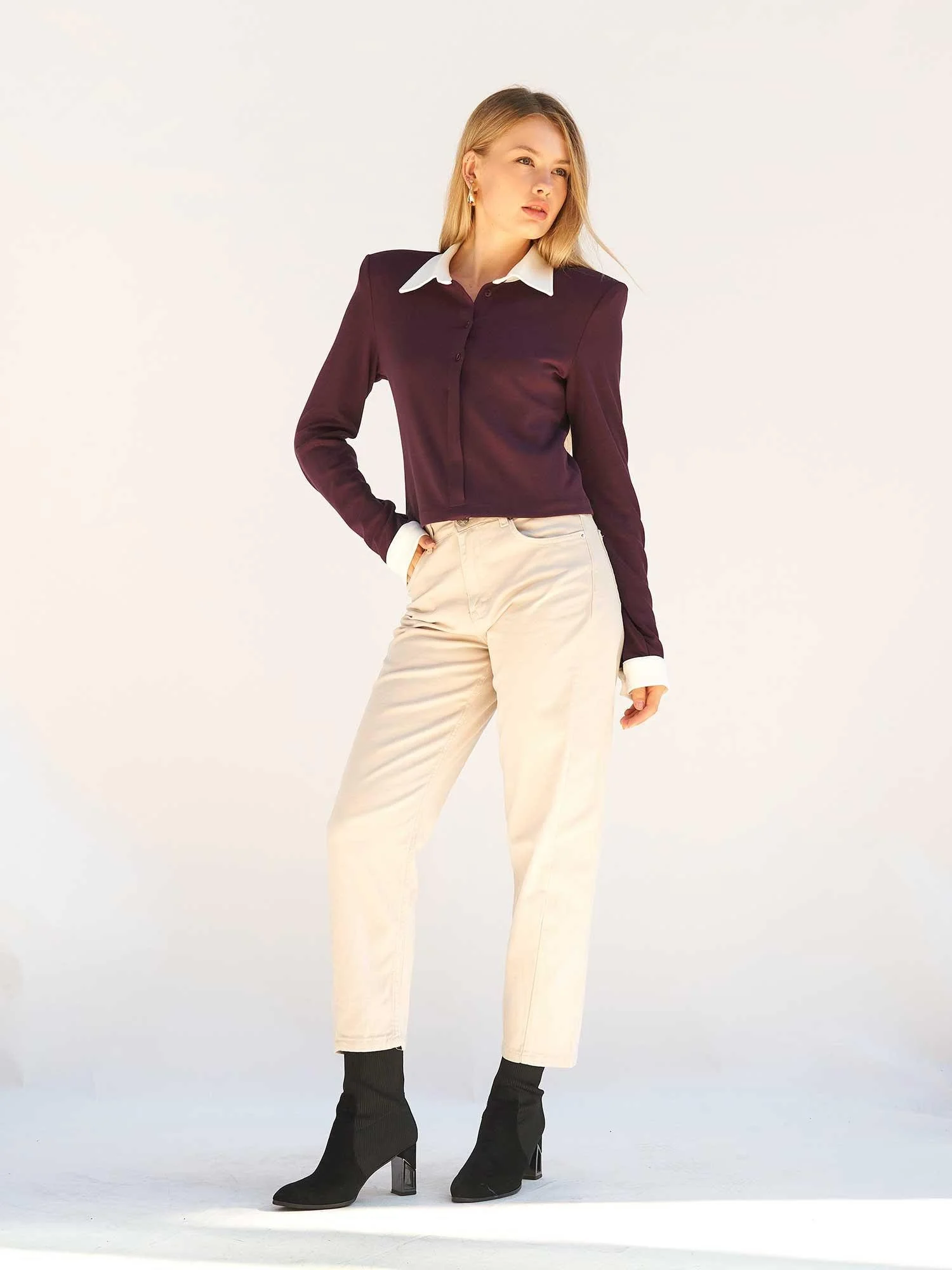 Straight Leg Cotton Gabardine Trousers - Grey - Lefon - by Peralane - photo 6