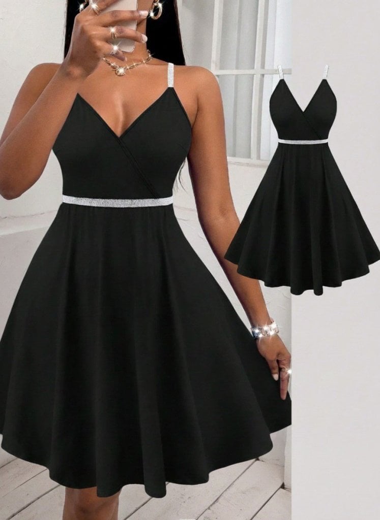 Women's Sleeveless V-Neck Crepe Dress with Cross-Back Detail - Janes - by Peralane