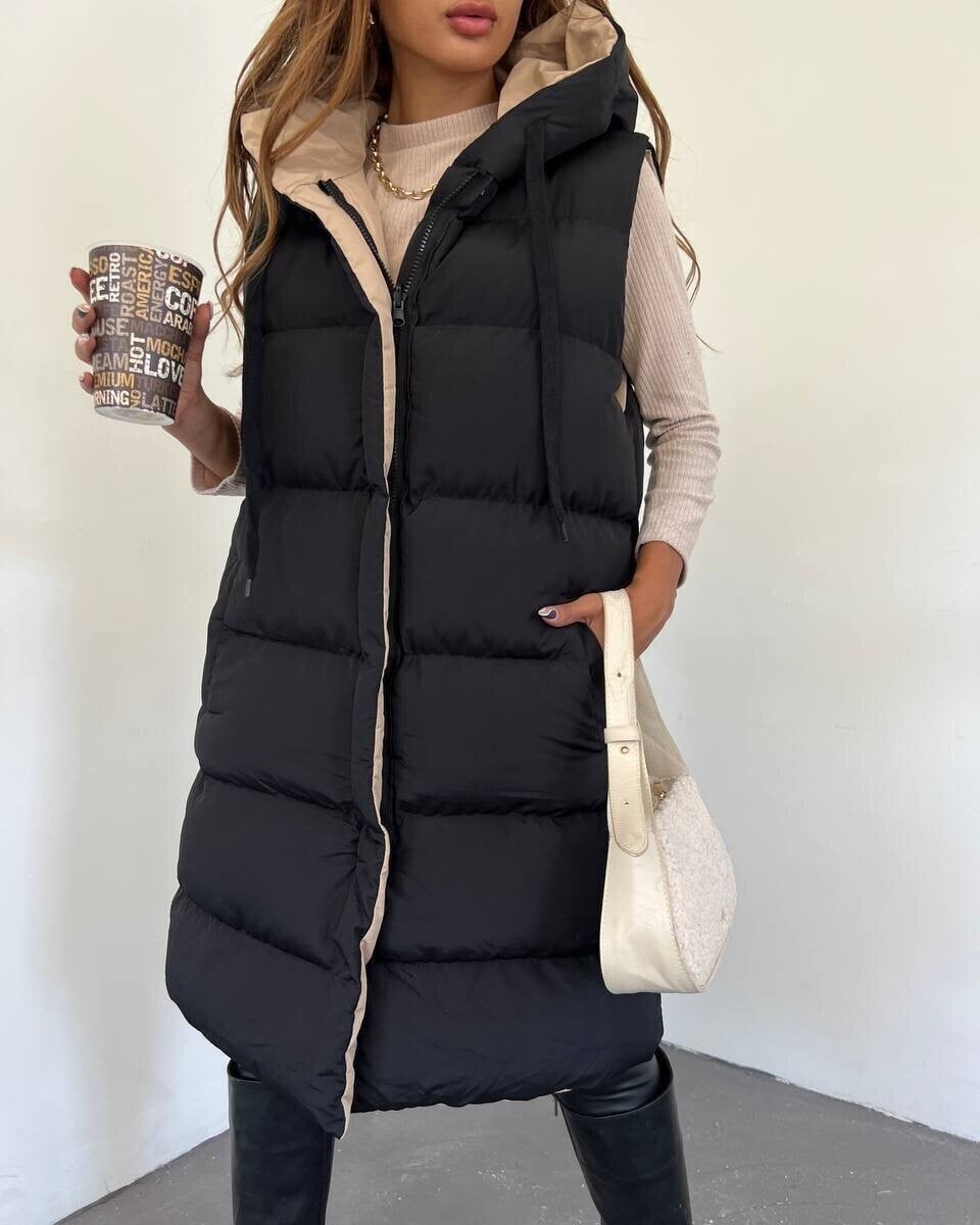 Black Reversible Hooded Puffer Vest - Podyumplus - by Peralane - photo 3