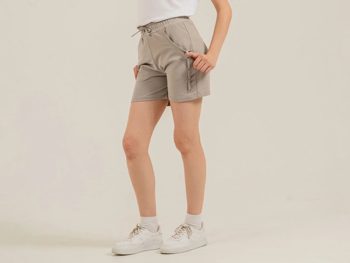 Girls' Drawstring Shorts with Tie Detail - Light Grey (Pack of 4) - Nickel - by Peralane