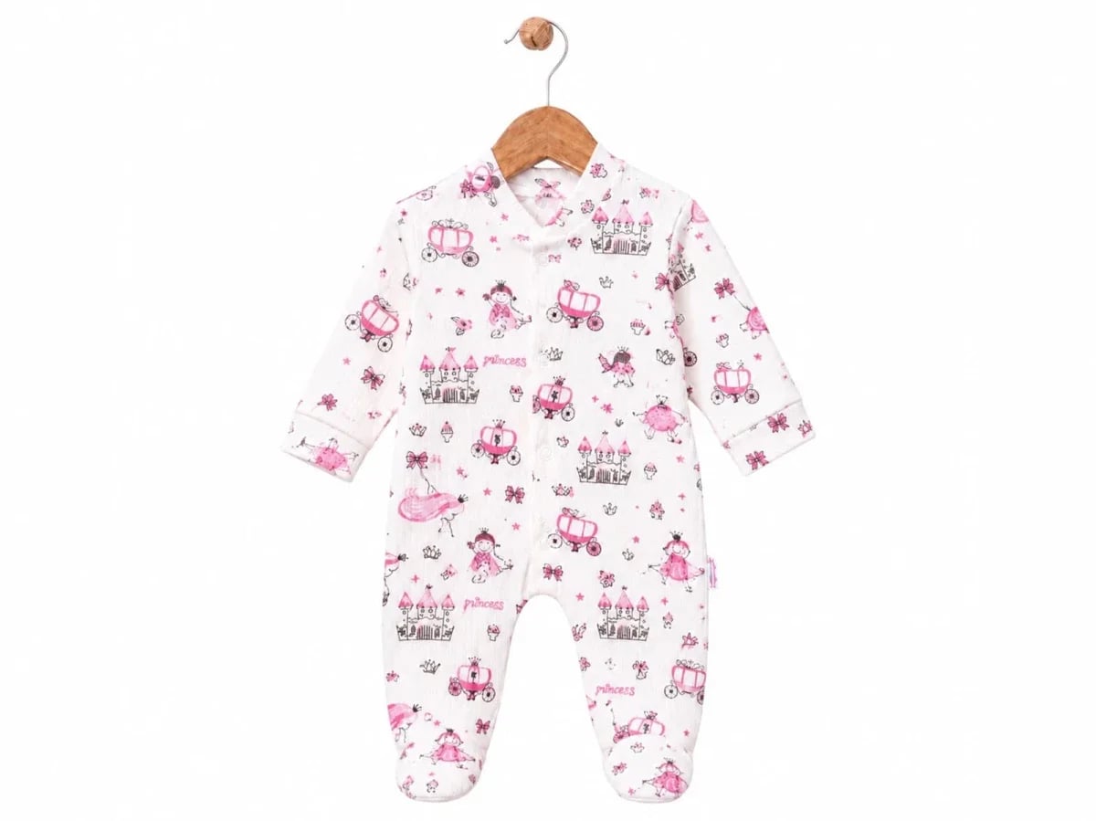 Princess Print Baby Girl Footed Romper - Pack of 3 - Supermini - by Peralane