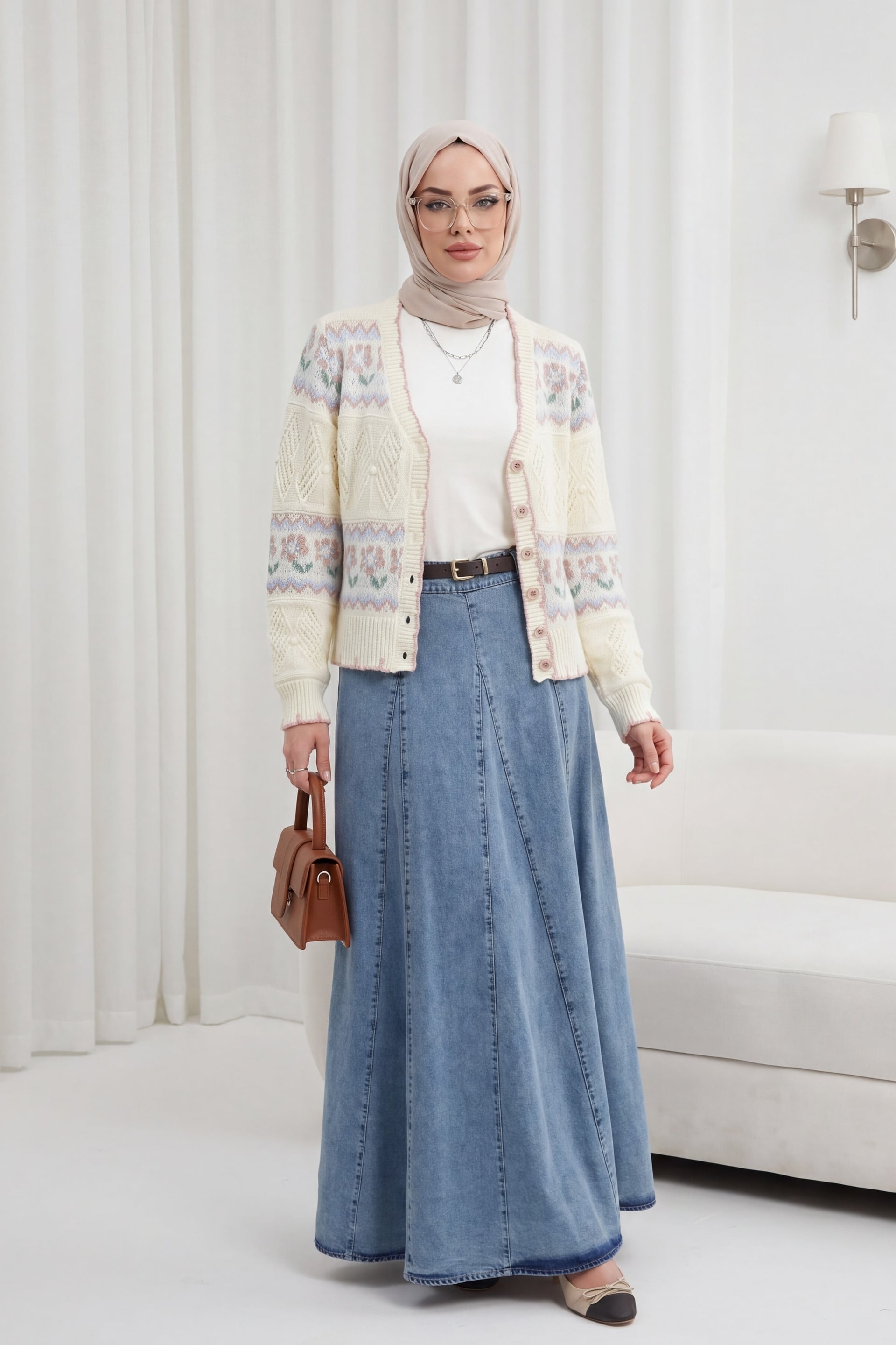 Butterfly-Patterned Open-Knit Cardigan with Colorful Buttons - White - Podyumplus - by Peralane - photo 2