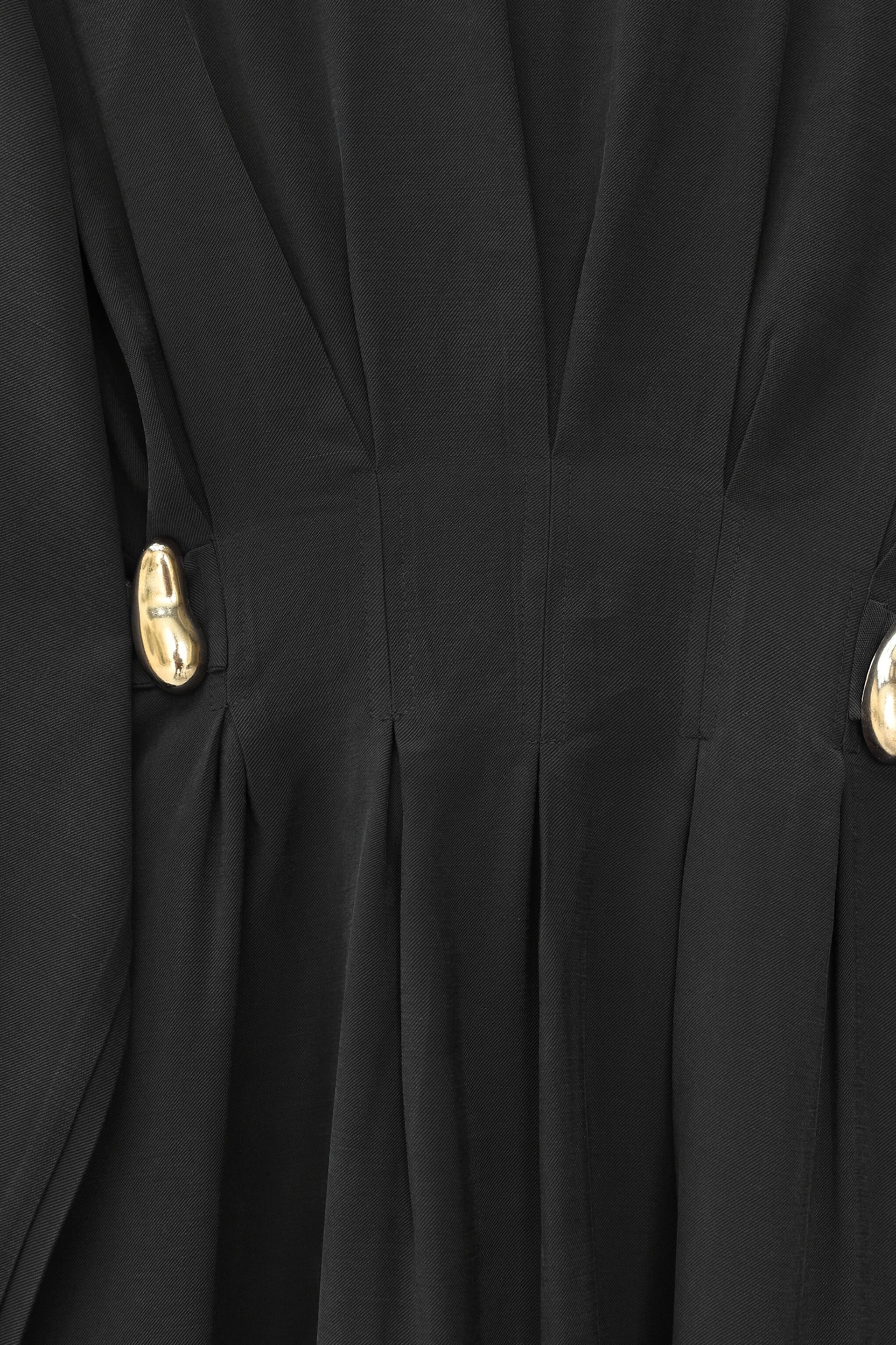 Pleated Waist Belted Buckle Detail Modest Dress in Black - Podyumplus - by Peralane - photo 7