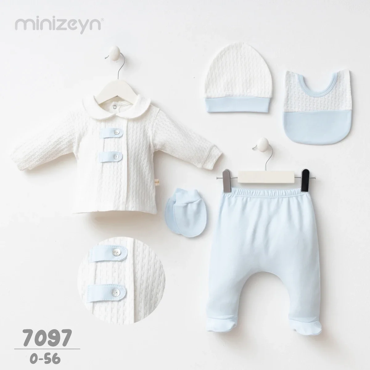 Baby Boys 5-Piece Epaulette Knit Set - Blue - Minizeyn - by Peralane