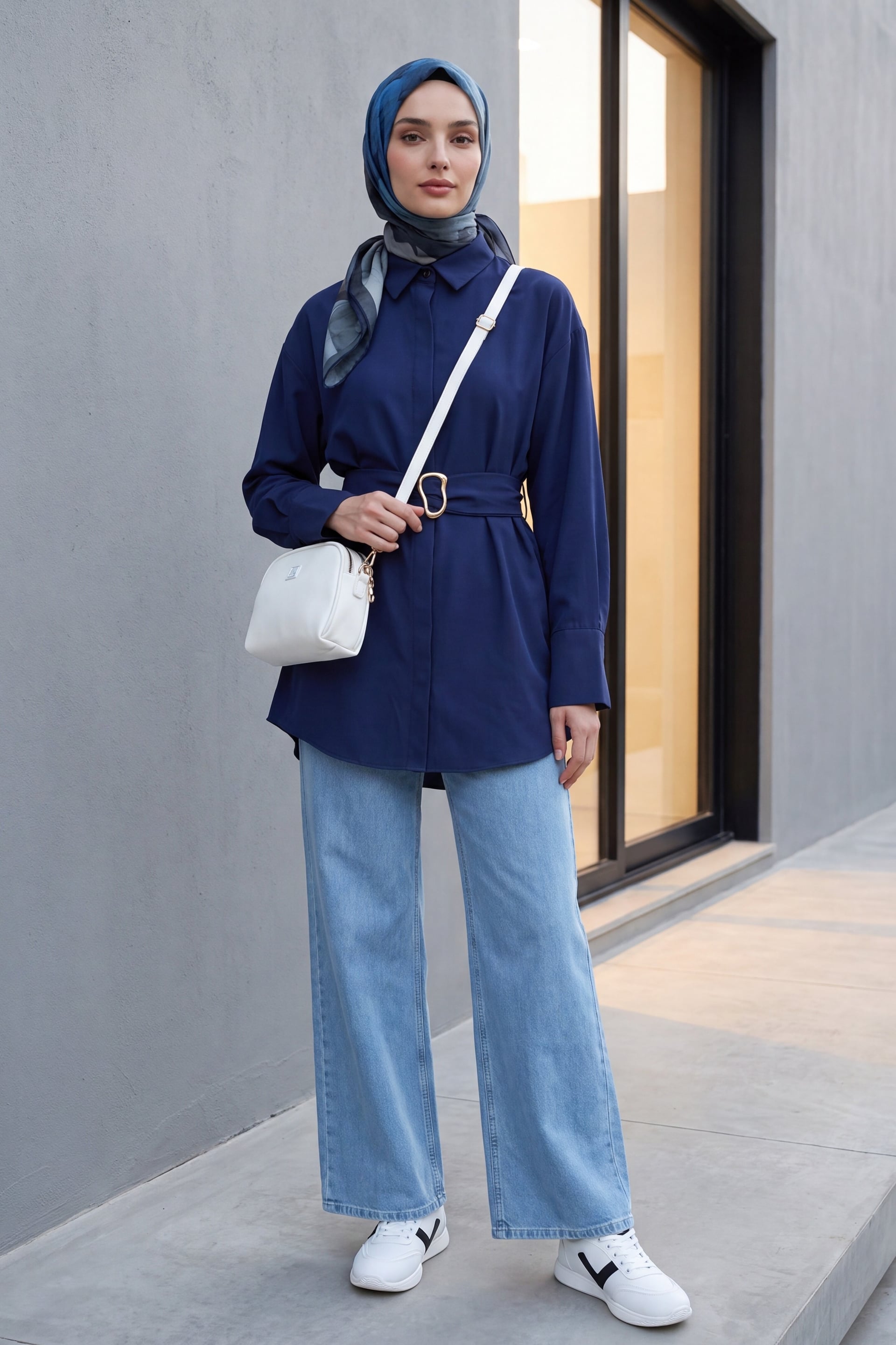 Pocket Zip Palazzo Denim Trousers - Baby Blue - Podyumplus - by Peralane - photo 5