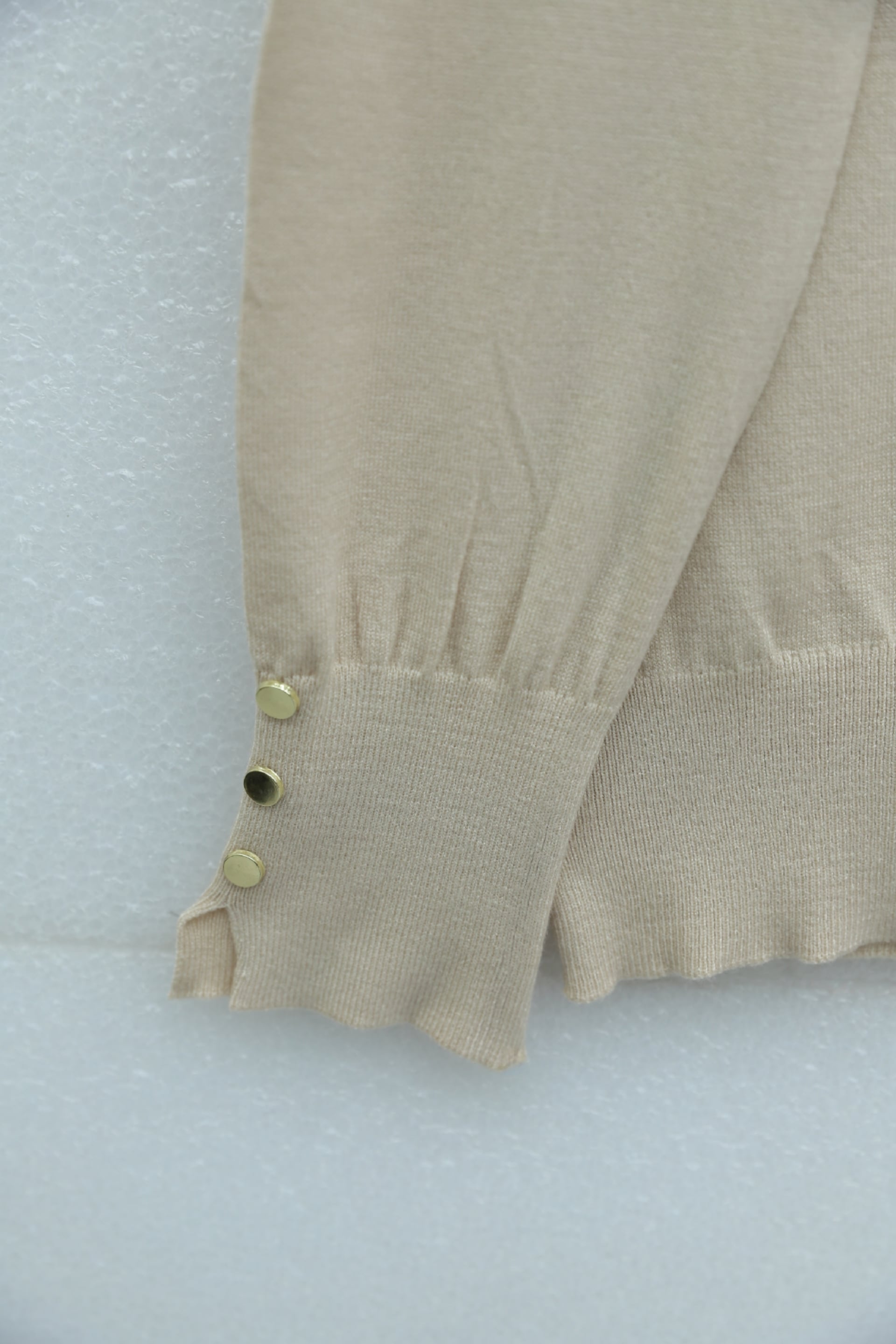 Round Neck Long Sleeve Button Detail Knit Tunic - Light Beige - Podyumplus - by Peralane - photo 6